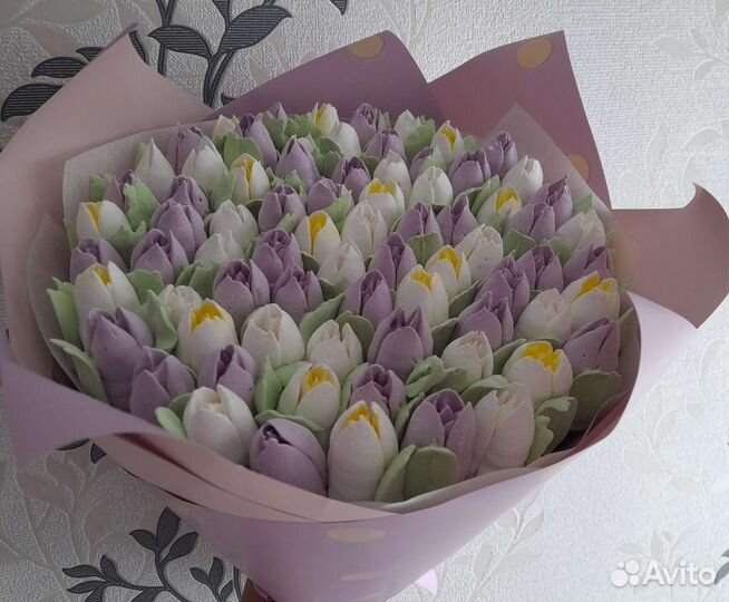 Цветы тюльпаны,букет из зефира