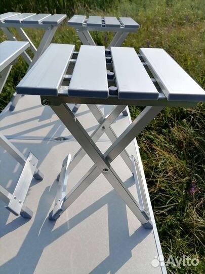 Складной туристический стол + 4 алюминиевых стула