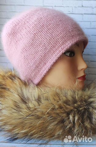 Шапка бини с пухом норки и альпакой