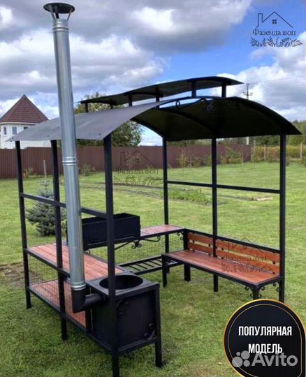 Мангал лофт с печью под казан