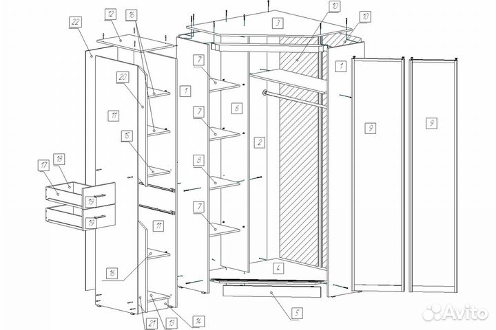 Угловая прихожая-купе 