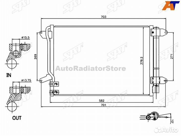 Радиатор кондиционера Volkswagen Jetta 10-19 / Beetle 11-16