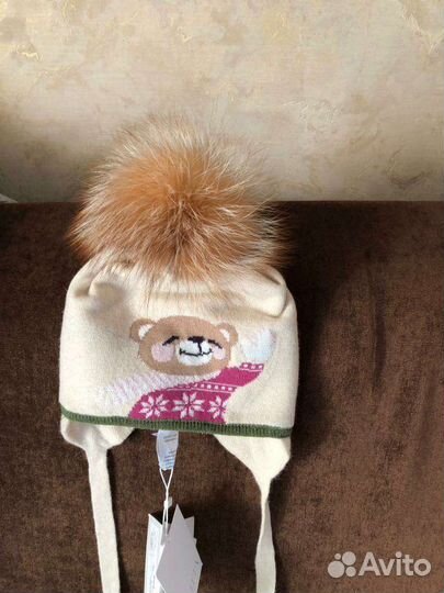 Шапка для девочки Tavitta 46-48 с меховым помпоном