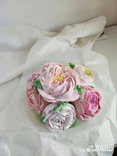 Букет из зефира, зефирные цветы в коробочке