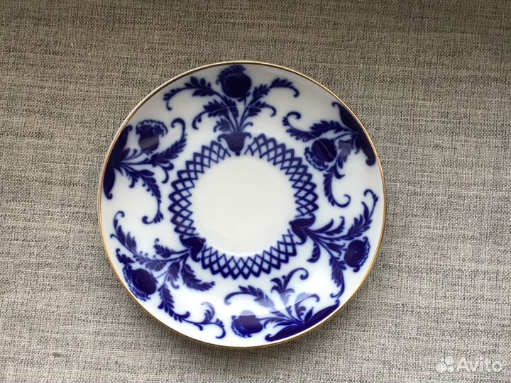 Редкая чайная пара Синие цветы лфз кобальт винтаж