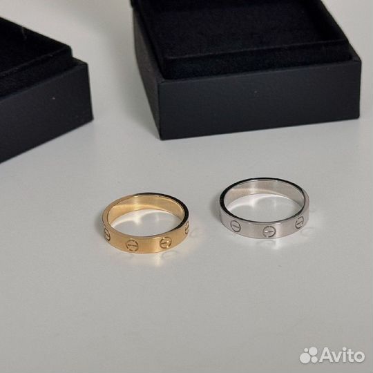 Кольцо Cartier Love Белое Розовое Желтое Золото