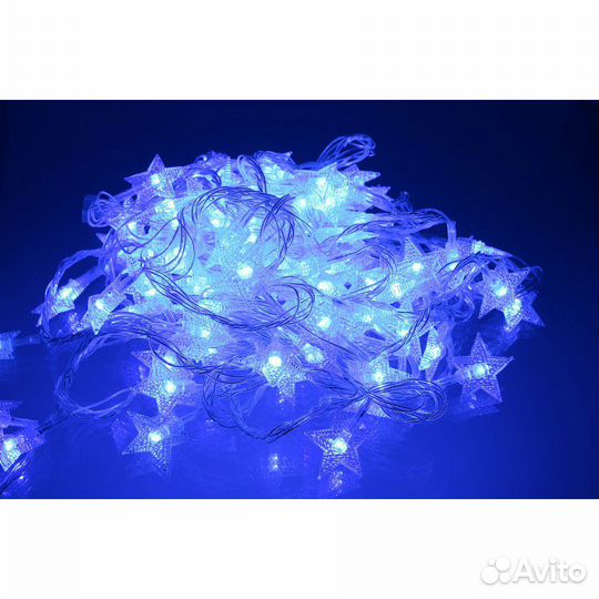 Гирлянда звёзды 100 свд, 10 метров,малина, синий