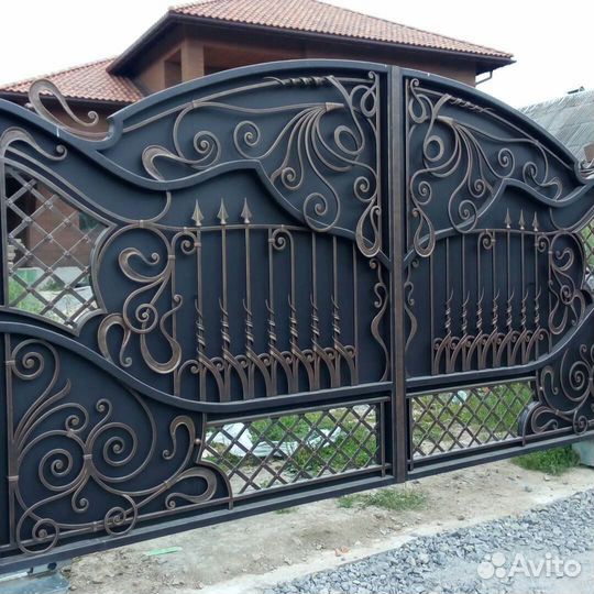 Ворота с калиткой кованные