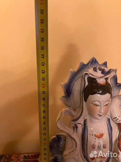 Винтажная фарфоровая статуэтка Гуаньинь, 1990-е гг