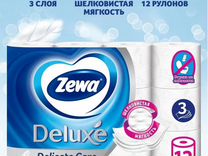 Туалетная бумага Zeva Deluxe 3 слоя 12 рулонов