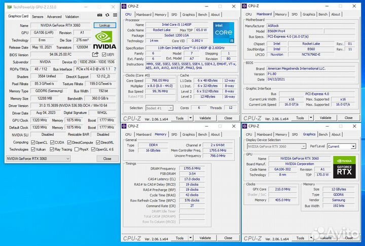 Системный блок 11400f+3060+16gb+256gb