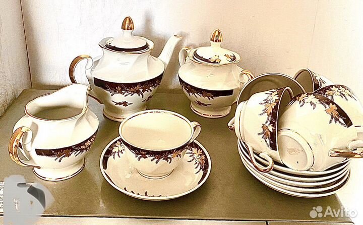 Сервиз чайный на 6 персон, Рижский фарфоровый з-д