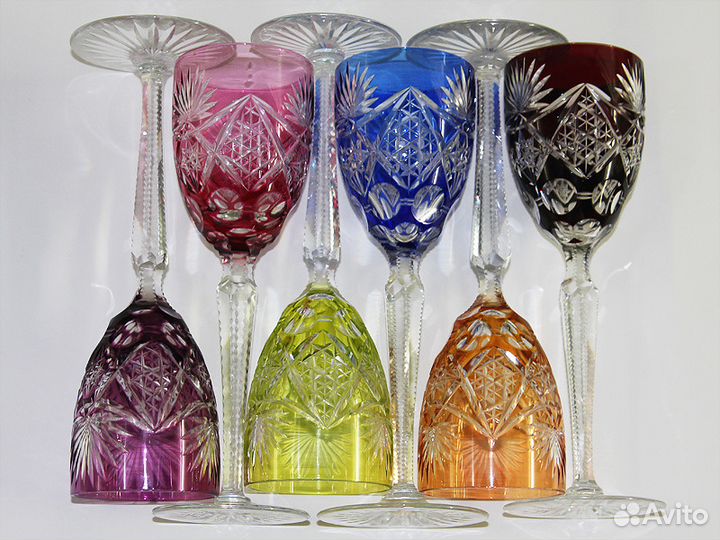Старинные фужеры бокалы 22см хрусталь антик