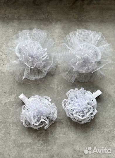 Резинки бантики белые заколки ручная работа