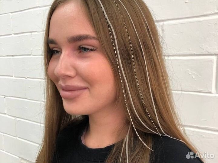 Перья в волосы наращивание перьев