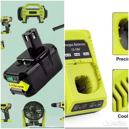 Зарядное устройство для ryobi +акб 6 a/h