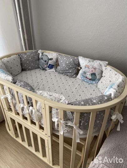 Детская кроватка трансформер с маятником