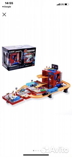 Трек парковка грузовик музыка и 6 машинок