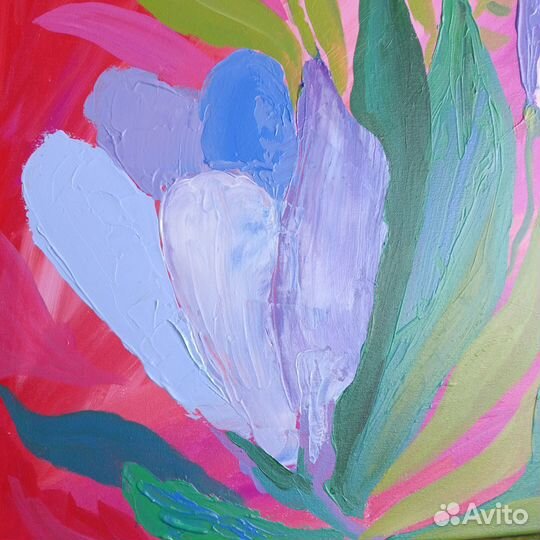 Интерьерная картина текстурная цветы