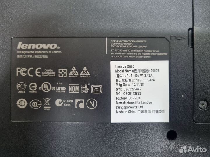 Ноутбук lenovo IdeaPad G550