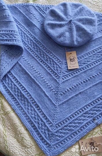 Вязаный берет и бактус