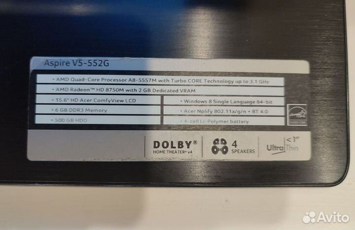 Ноутбук Acer aspire V5 552G