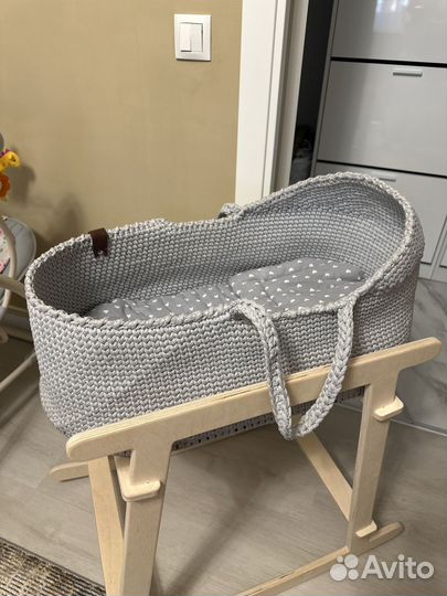 Люлька переноска вязаная для новорожденных