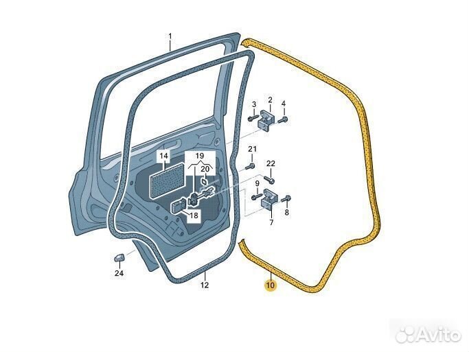 Уплотнитель заднего проема двери Volkswagen Tiguan