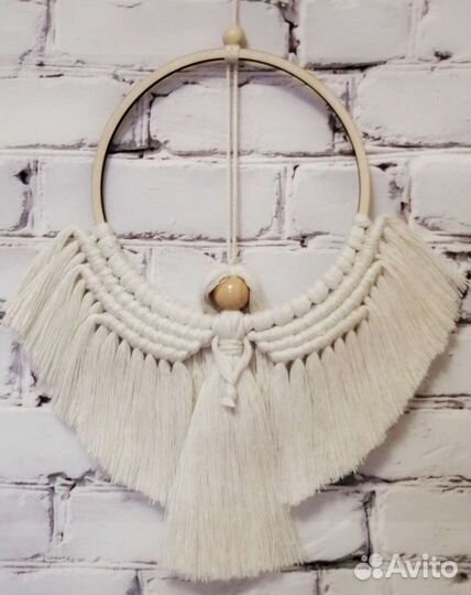 Панно, ловец снов, макраме, декор, ангел, сова