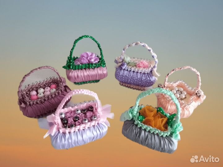 Корзинка из мыла лент декор хейд мейд ассортимент