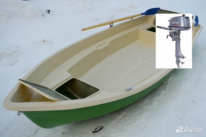 Пластиковая лодка с мотором Тортилла-4 с Рундуками