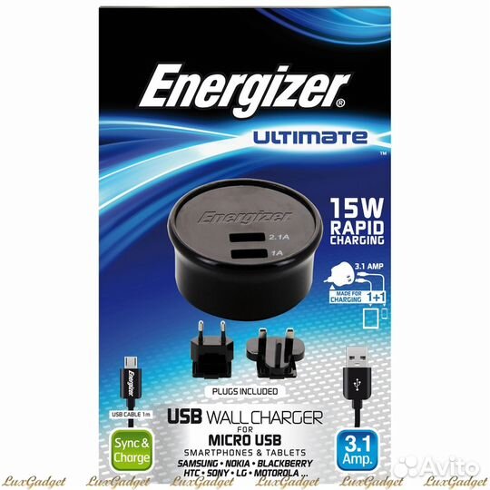Сетевое зу Energizer 2 USB Wall Charger Ultimate