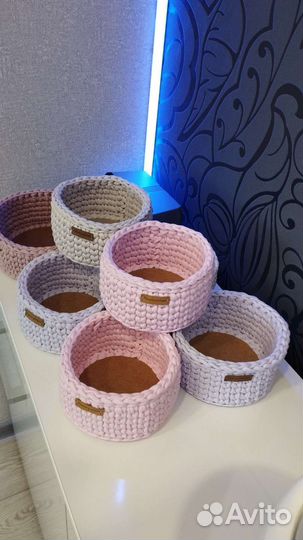 Интерьерная трикотажная корзина