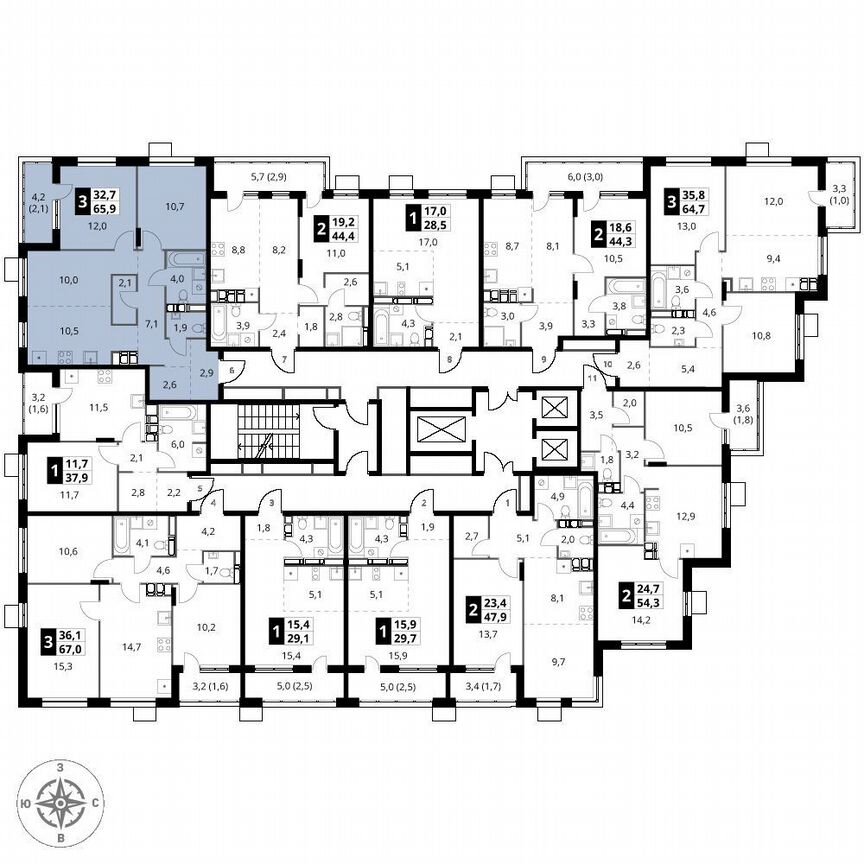 2-к. квартира, 65,9 м², 19/25 эт.