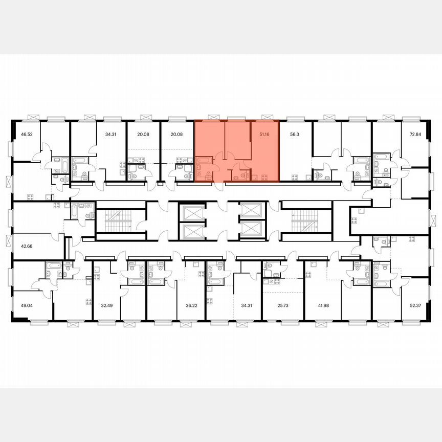 2-к. квартира, 51,2 м², 6/33 эт.