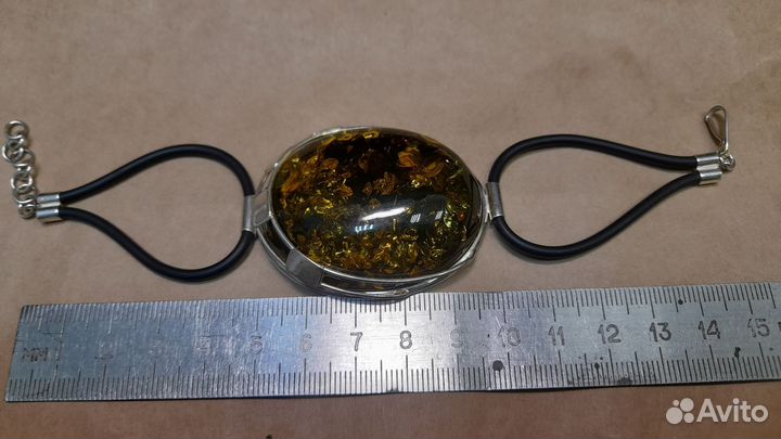 Браслет с янтарём в серебре