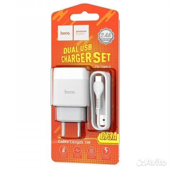 Сетевое зарядное устройство Hoco C73A белый