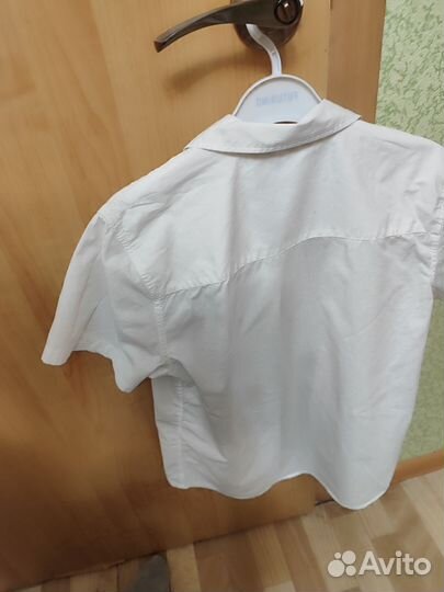 Белая рубашка с коротким рукавом 152 рост