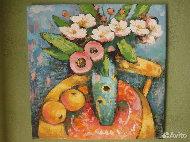 Картина маслом на подрамнике 30х30 см Натюрморт
