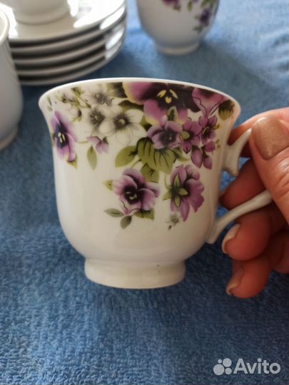 Чашка с блюдцем сервиз белый на 5 человек