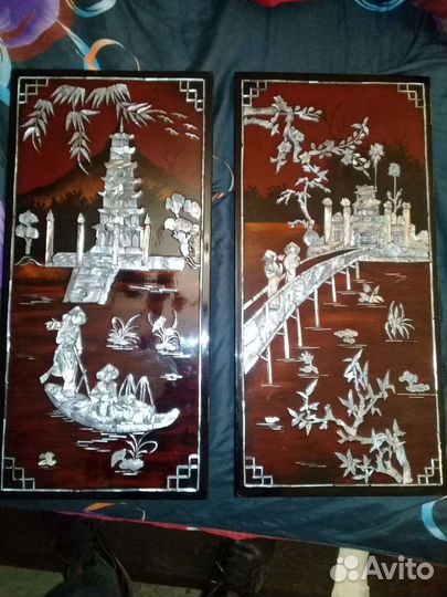 Панно дерево и перламутр