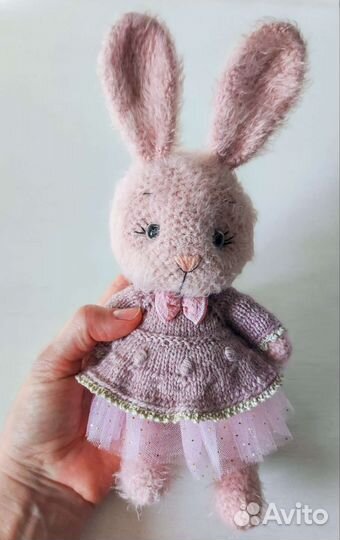 Заяц Мягкая игрушка вязаный зайка розовый