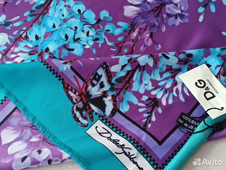 Платок Шелковый Dolce Gabbana бирюзовый новый