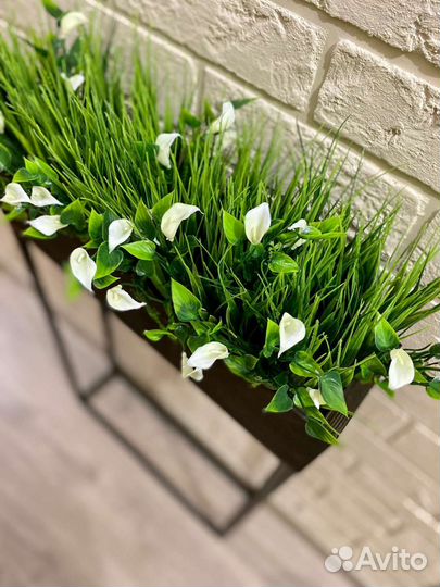 Фитомодуль искусственные цветы в ящиках