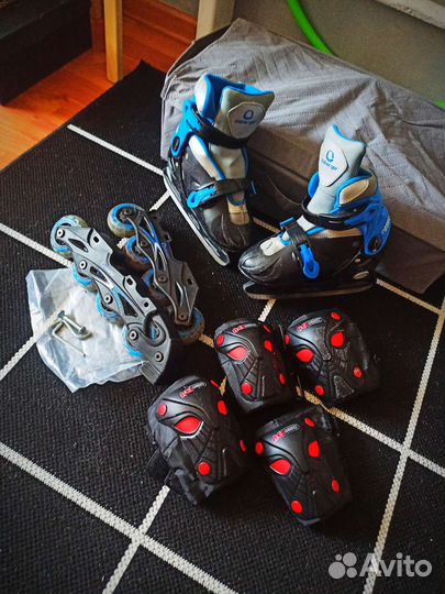 Коньки 2 в 1 раздвижные + защита