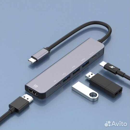 USB Хаб Type-C 6в1 на MacBook bronka UC90