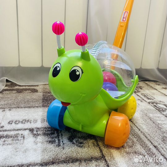 Игрушка каталка с ручкой Улитка