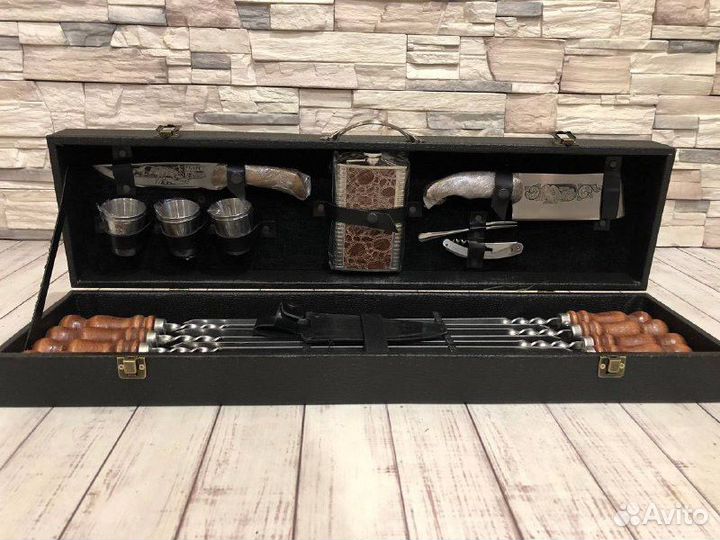 Шашлычный набор Оптимальный (чёрный бархат, корпус