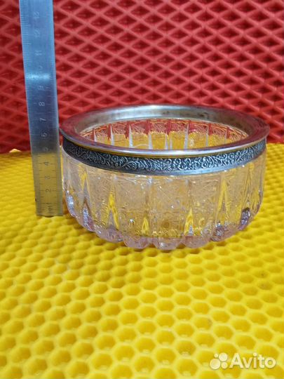 Конфетница хрусталь СССР с серебром 875