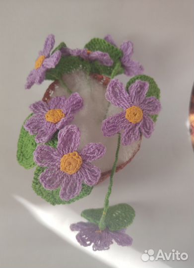 Декор: Вязаный горшок с цветами